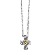 Meridian Two Tone Mini Cross Necklace