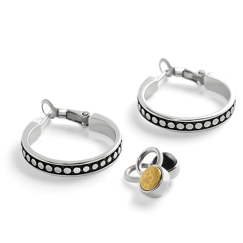 Pebble Dot Onyx Reversible Hoop Earrings
