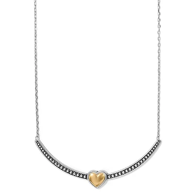 Pretty Tough Bold Two Tone Heart Bar Necklace