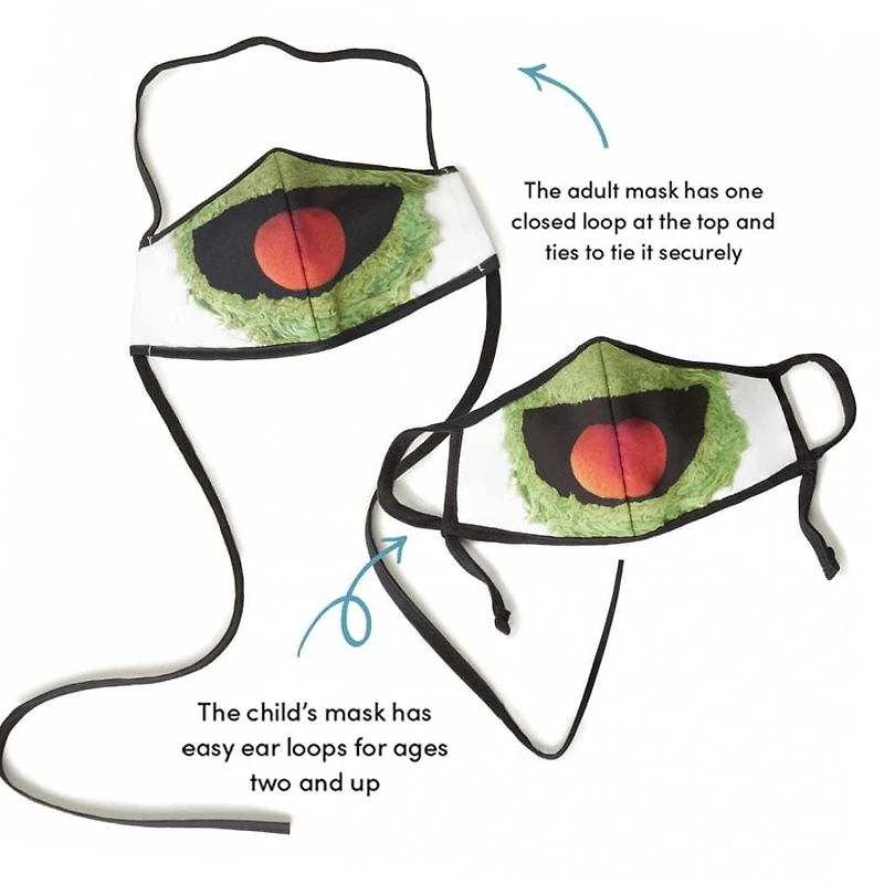 Sesame Street Oscar The Grouch Adult/Child Face Mask (2 pack)