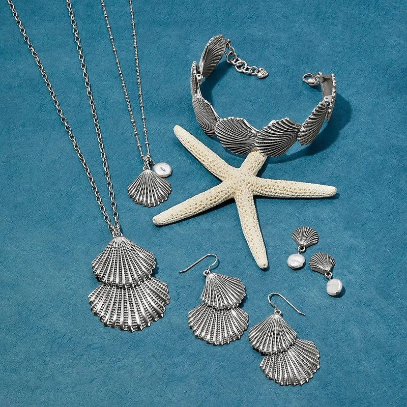 Silver Shells Two Tier Necklace