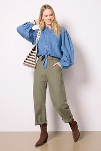 Tie Front Volume Blouse