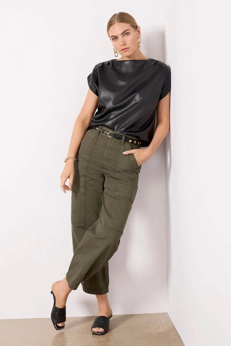 Astrid Faux Leather Muscle Top