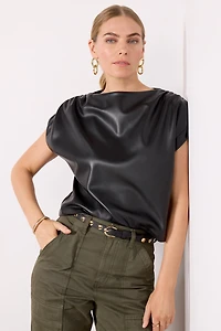 Astrid Faux Leather Muscle Top