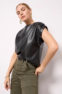 Astrid Faux Leather Muscle Top