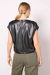 Astrid Faux Leather Muscle Top