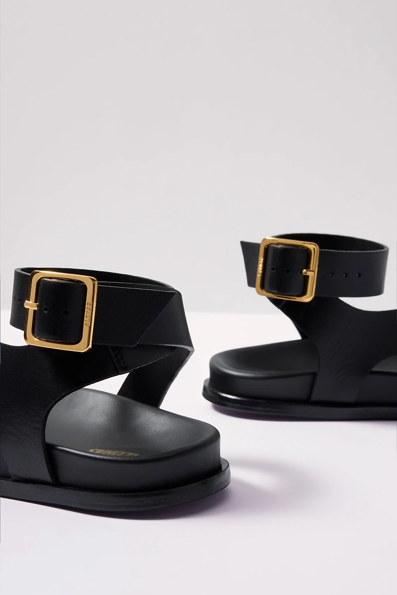 Myles Black Leather Sandals