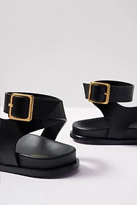 Myles Black Leather Sandals