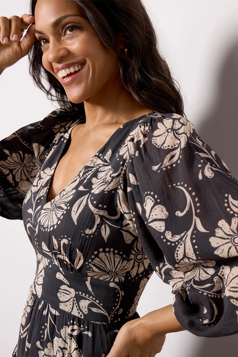 Ariana Floral Midi Dress