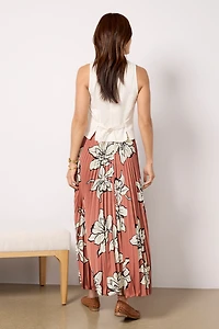 Satin Pleated Midi Skirt