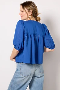 Embroidered Puff Isla Top