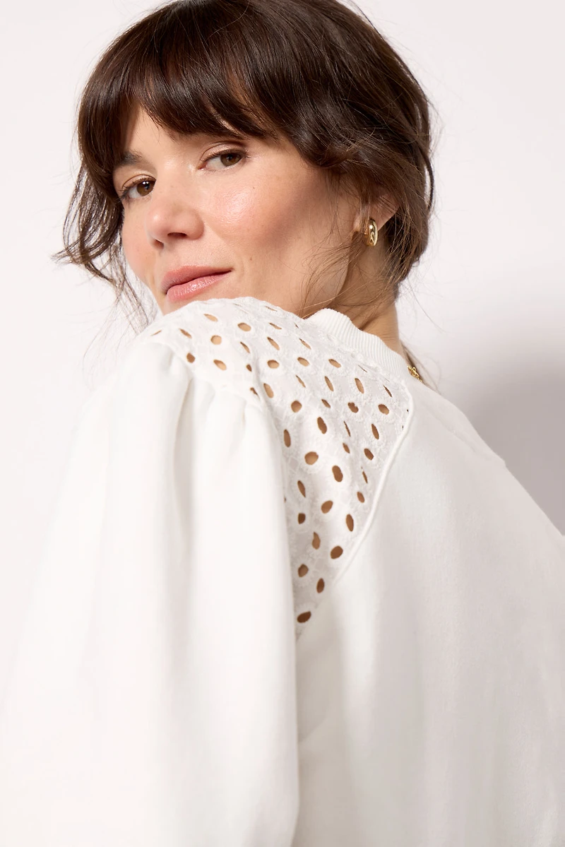 Joanne Crochet Trim Sweatshirt