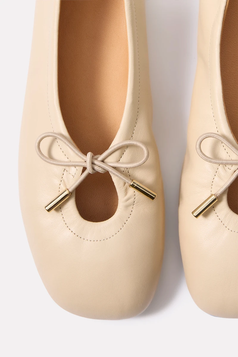 Rosalind Cream Leather Ballet Flats