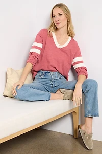 Sunwashed Slub V Neck Top