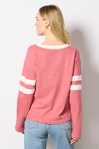Sunwashed Slub V Neck Top