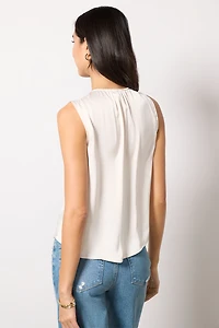 Ariella Sleeveless Lace Trim Blouse