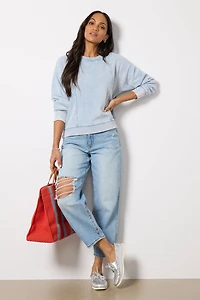 Lax Knit Denim Sweatshirt
