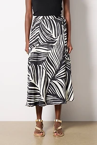 Satin Faux Wrap Skirt