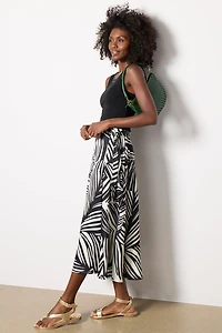 Satin Faux Wrap Skirt