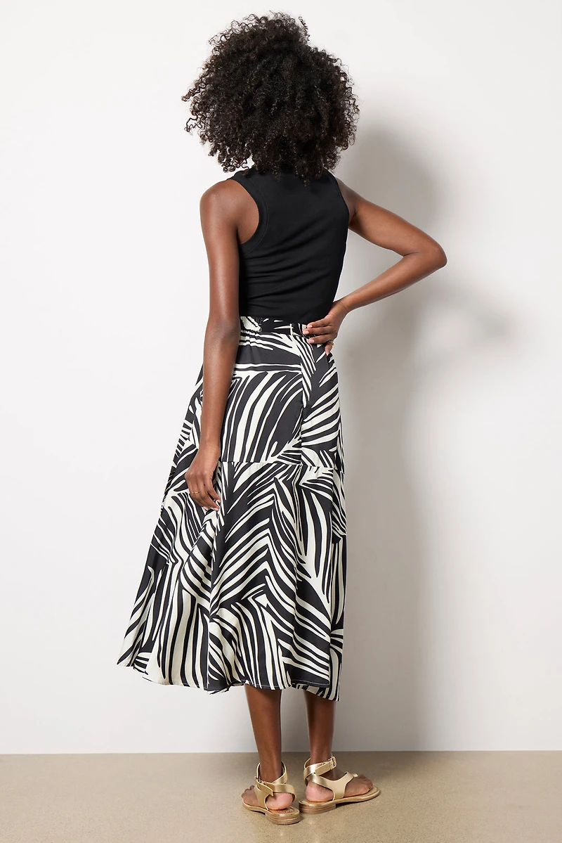 Satin Faux Wrap Skirt