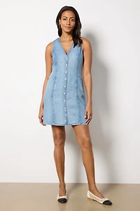 Denim Cinch Back Mini Dress