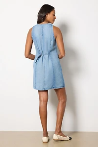Denim Cinch Back Mini Dress
