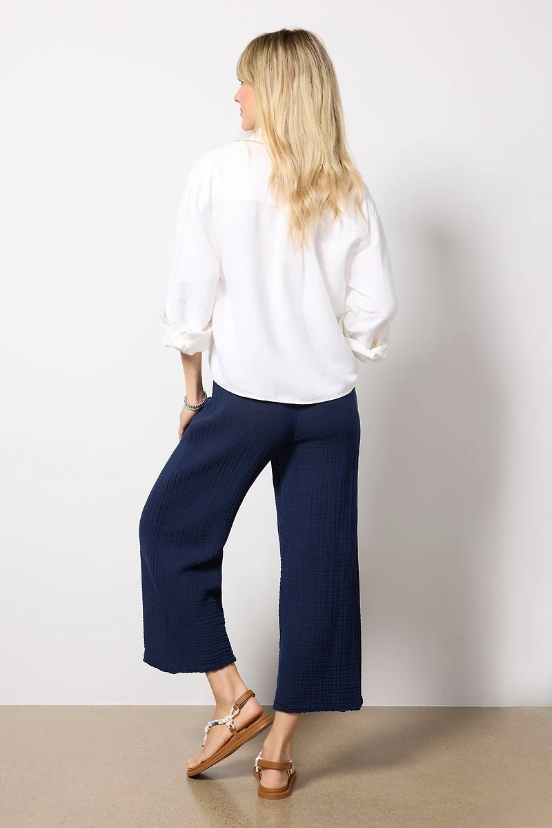 Medina Smocked Waist Cropped Pant