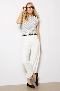 Daphne Strong Shoulder Stripe Top