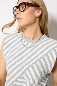 Daphne Strong Shoulder Stripe Top