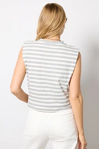 Daphne Strong Shoulder Stripe Top