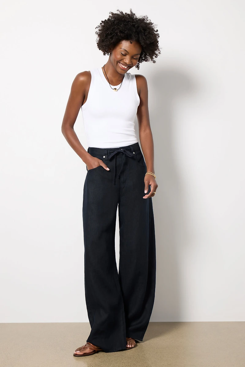 Brynn Drawstring Linen Pant