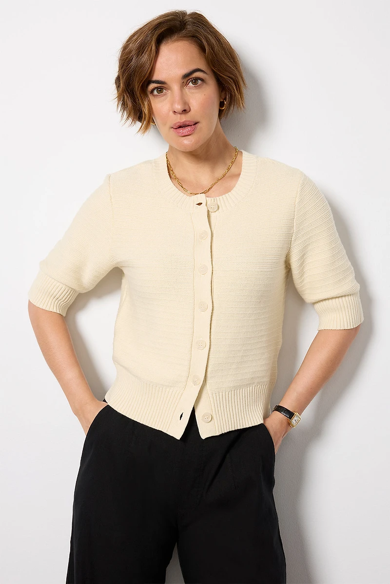 Textured Short Sleeve Cardi