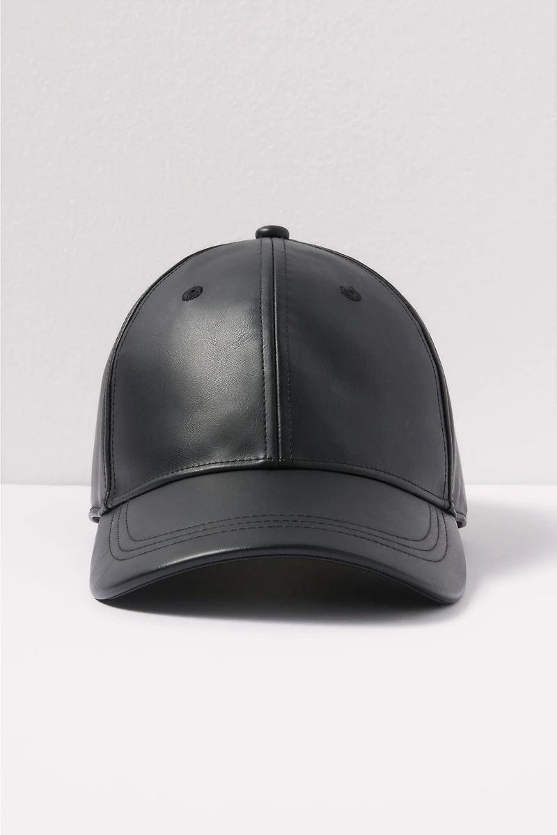 Faux Leather Baseball Hat