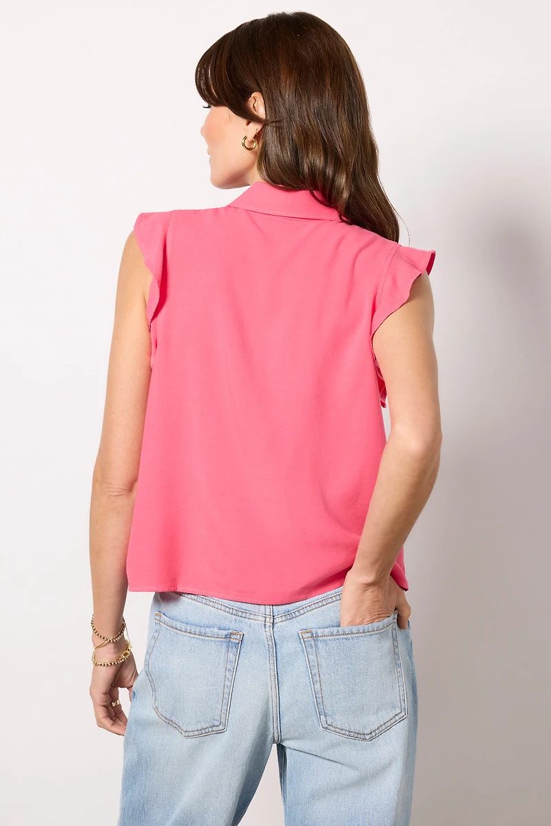 Ruffle Button Down