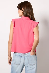 Ruffle Button Down