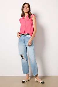 Ruffle Button Down