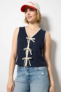 Tori Ribbed Tie Front Tank