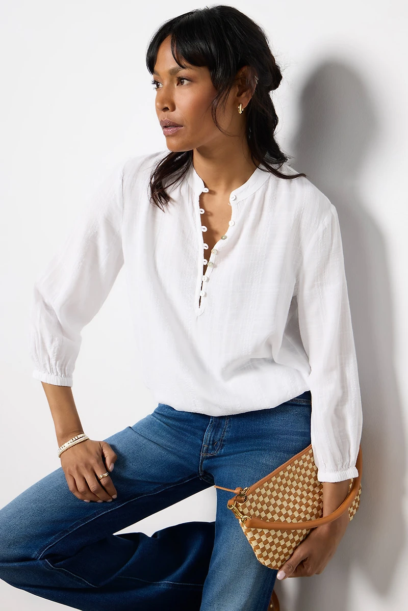 Button Front Textured Shirt