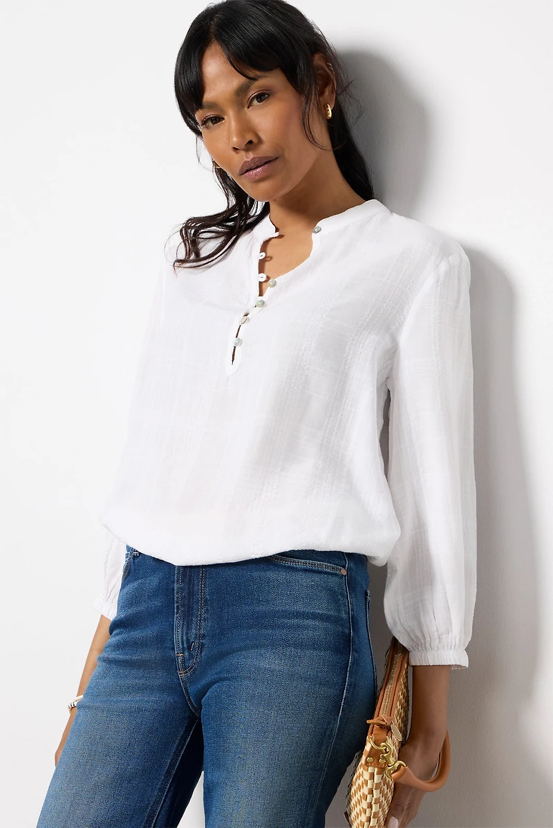 Button Front Textured Shirt