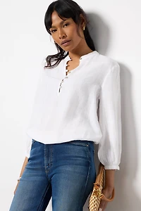 Button Front Textured Shirt