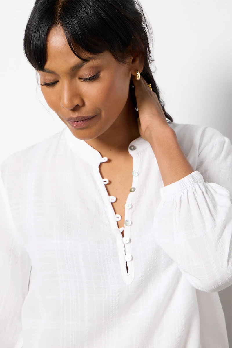 Button Front Textured Shirt