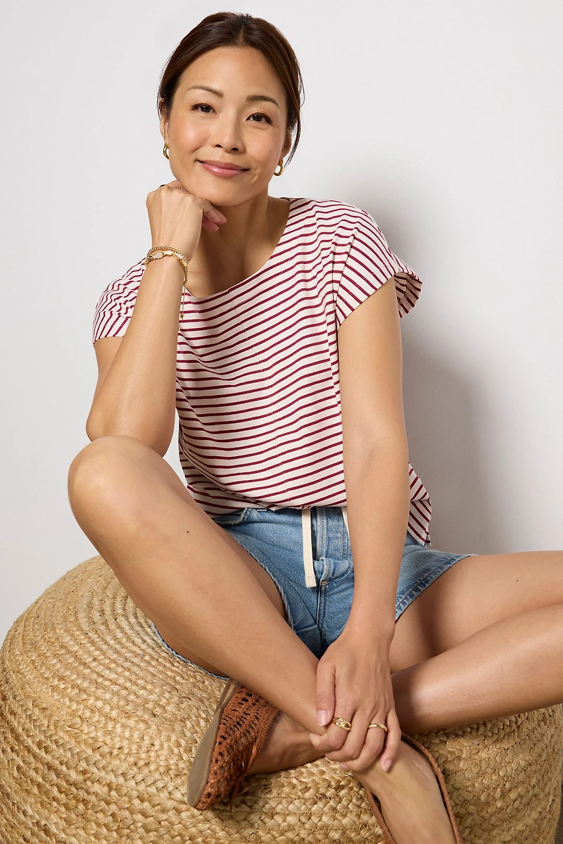 Molly Striped Boatneck Muscle Tee