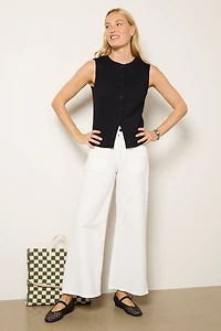 Bobbie Button Front Ribbed Vest