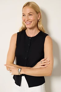 Bobbie Button Front Ribbed Vest