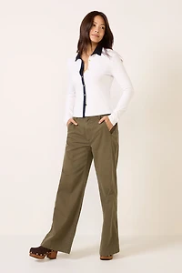 Knit Contrast Long Sleeve Polo