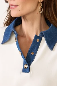 Denim Collared Sweater