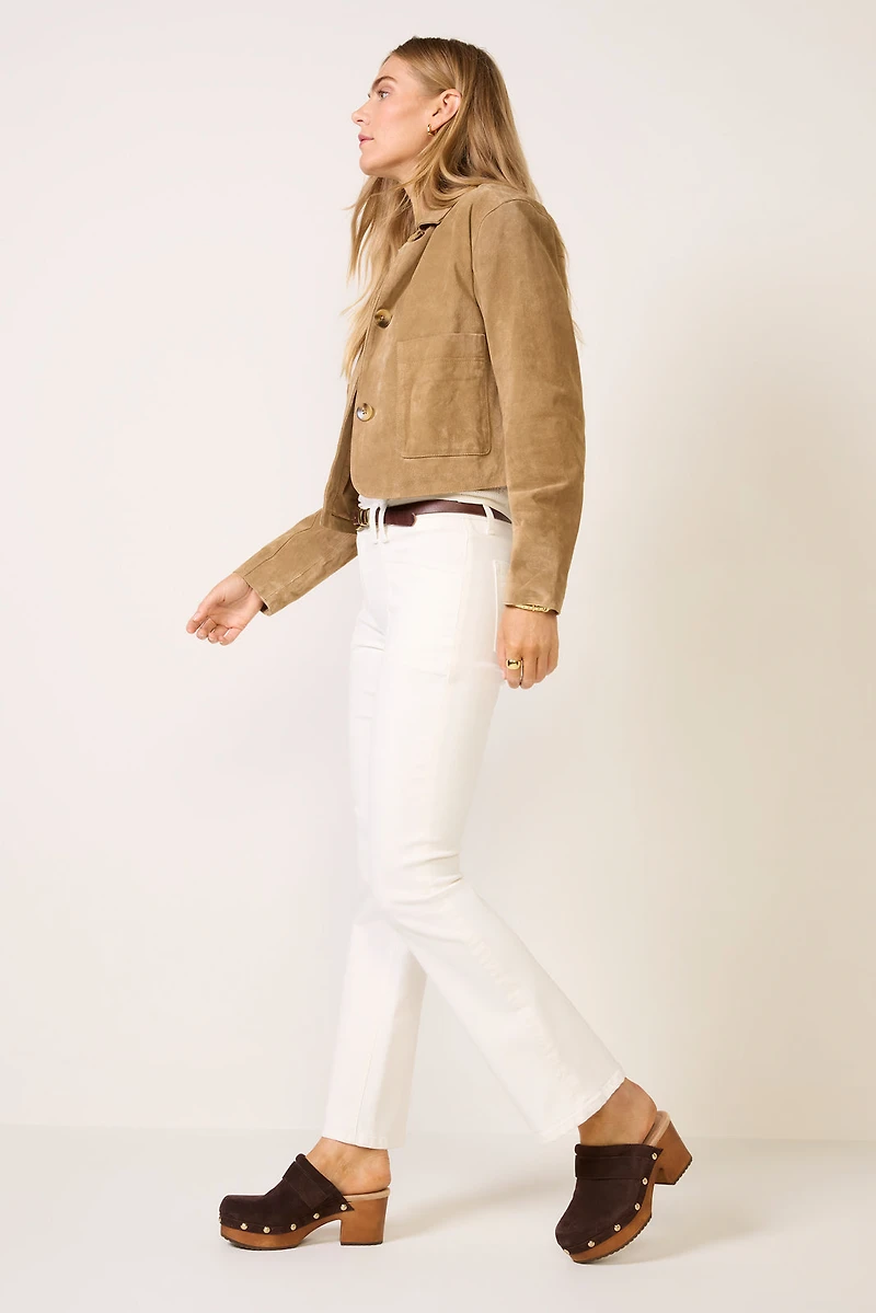 Dark Khaki Crop Suede Jacket