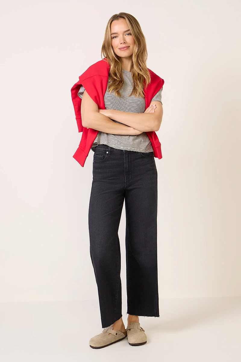 Anessa w Twisted Outseam Panel Wide Leg Jean