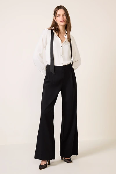 Quinn Crepe Satin Bow Shirt