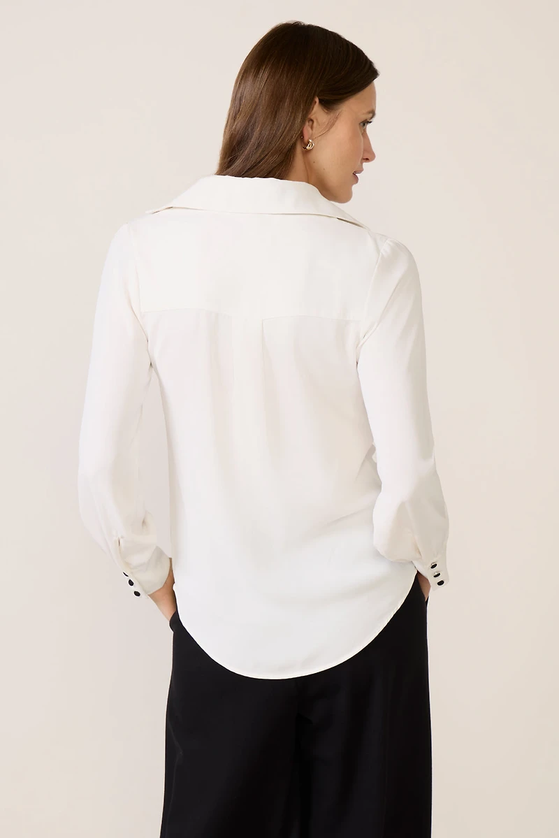 Quinn Crepe Satin Bow Shirt